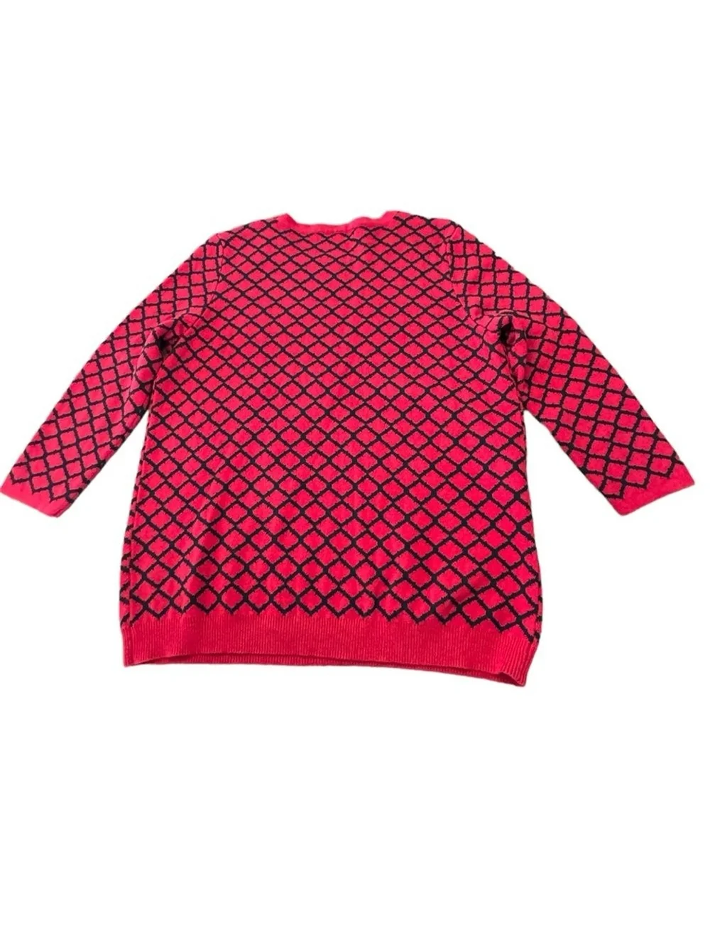Liz Claiborne Crewneck Black Red Geometric All Day Wear Knit Sweater Women’s L